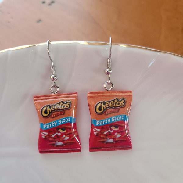 Cheetos Earrings - Cheetos Lover - Funny Earrings - Snack Lover - Cheetos Charm - Cheese Curls - Dangle Earrings - Novelty Earrings - Chips