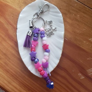 Cheerleader Keychain: Beaded Charm, Tassel, Cheer Mom Gift