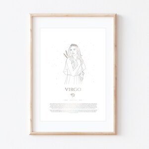 Virgo Zodiac, Earth Element, Virgo Goddess, Star Sign, Astrology Artwork, BRD Prints