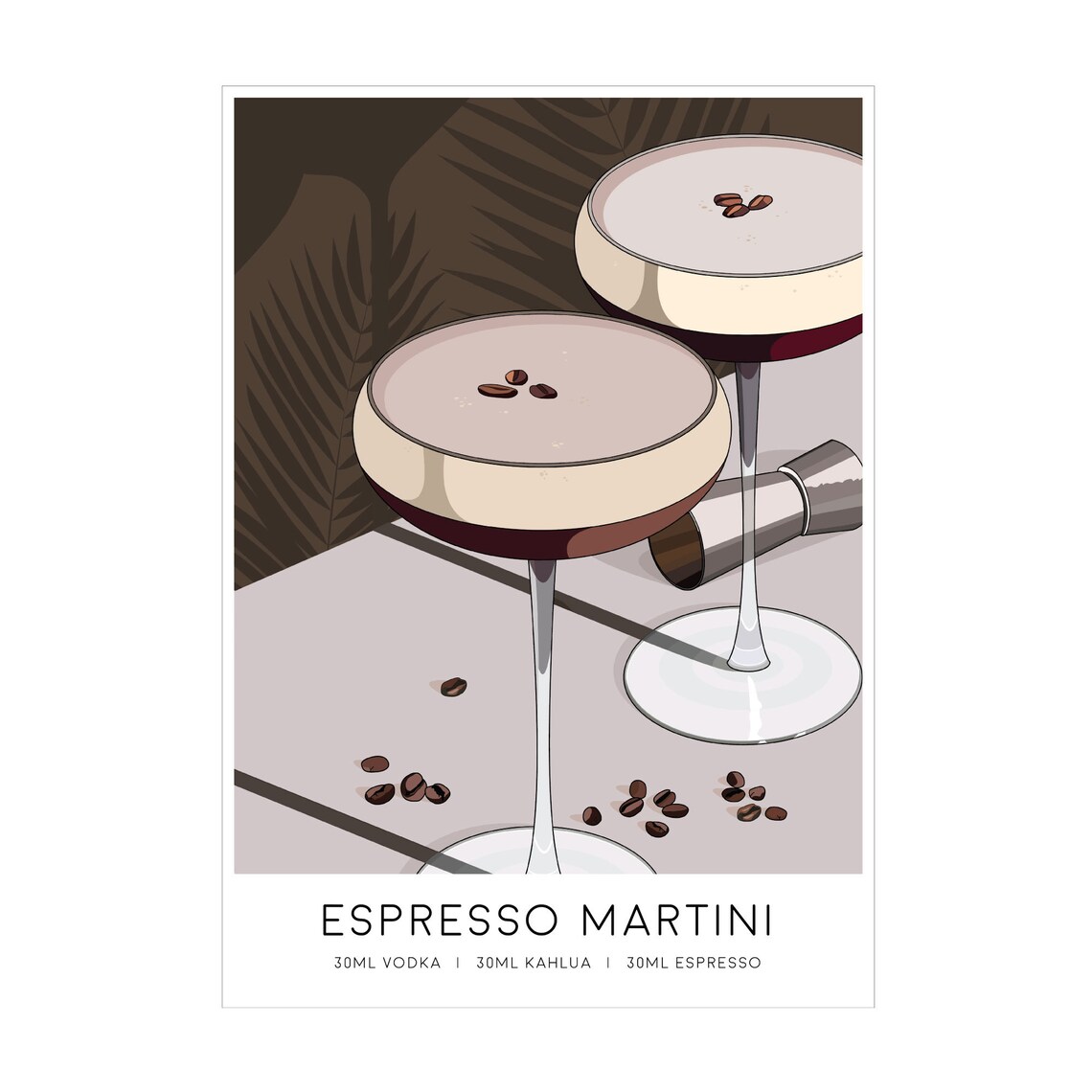 Espresso Martini Art Print Cocktail Artwork Alcohol Etsy