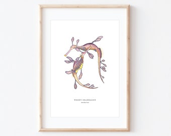 Weedy Seadragon, Ocean Watercolour, Beach Home Decor, Coastal Artwork, BRD Prints