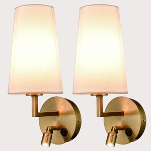 Taranto Wall Sconce Set of 2 Fabric Wall Lamp with USB Port and Switch