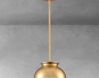 Alicante Brass Vintage Pendant Light Fixture with Milk Glass Shade