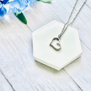 Silver Heart Necklace. Silver Heart Pendant on Stainless Steel Chain
