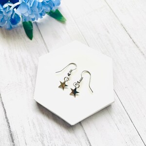 Silver Star Earrings.Silver Star Dangle Earrings, Stainless Steel