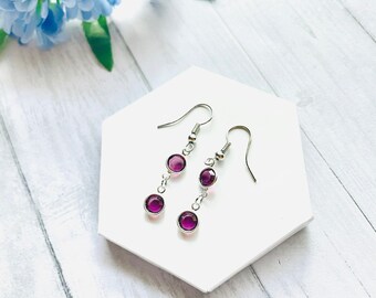 Handgefertigte Amethyst Kristall Ohrringe: Februar Geburtsstein