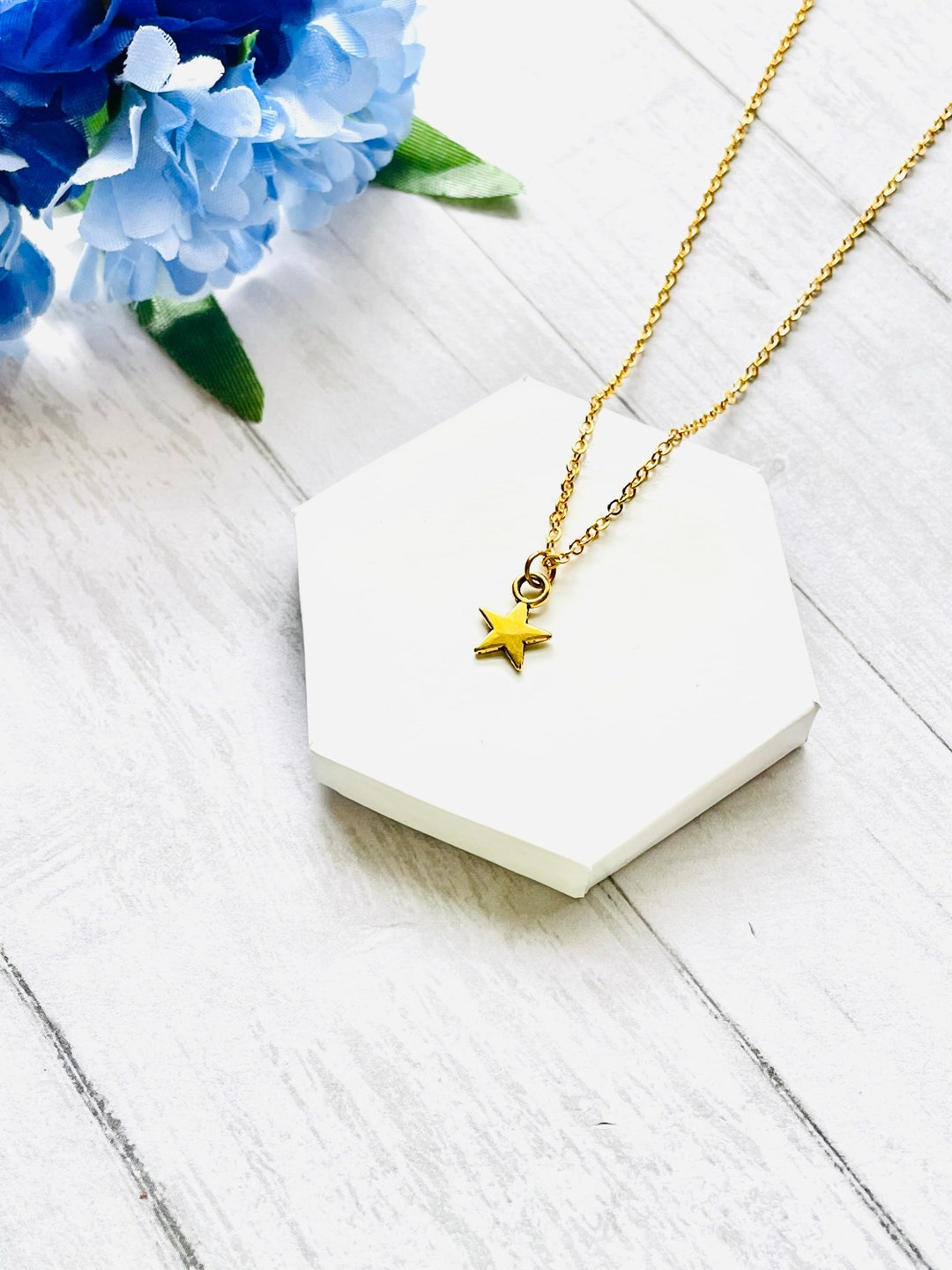 Gold Star Gold Star Pendant on Stainless Steel Chain
