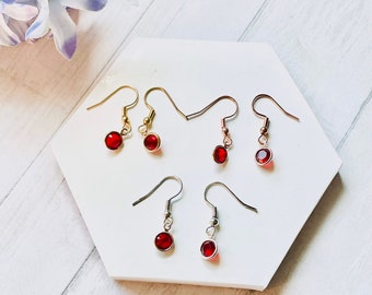 Handmade Ruby Crystal Earrings: July Birthstone