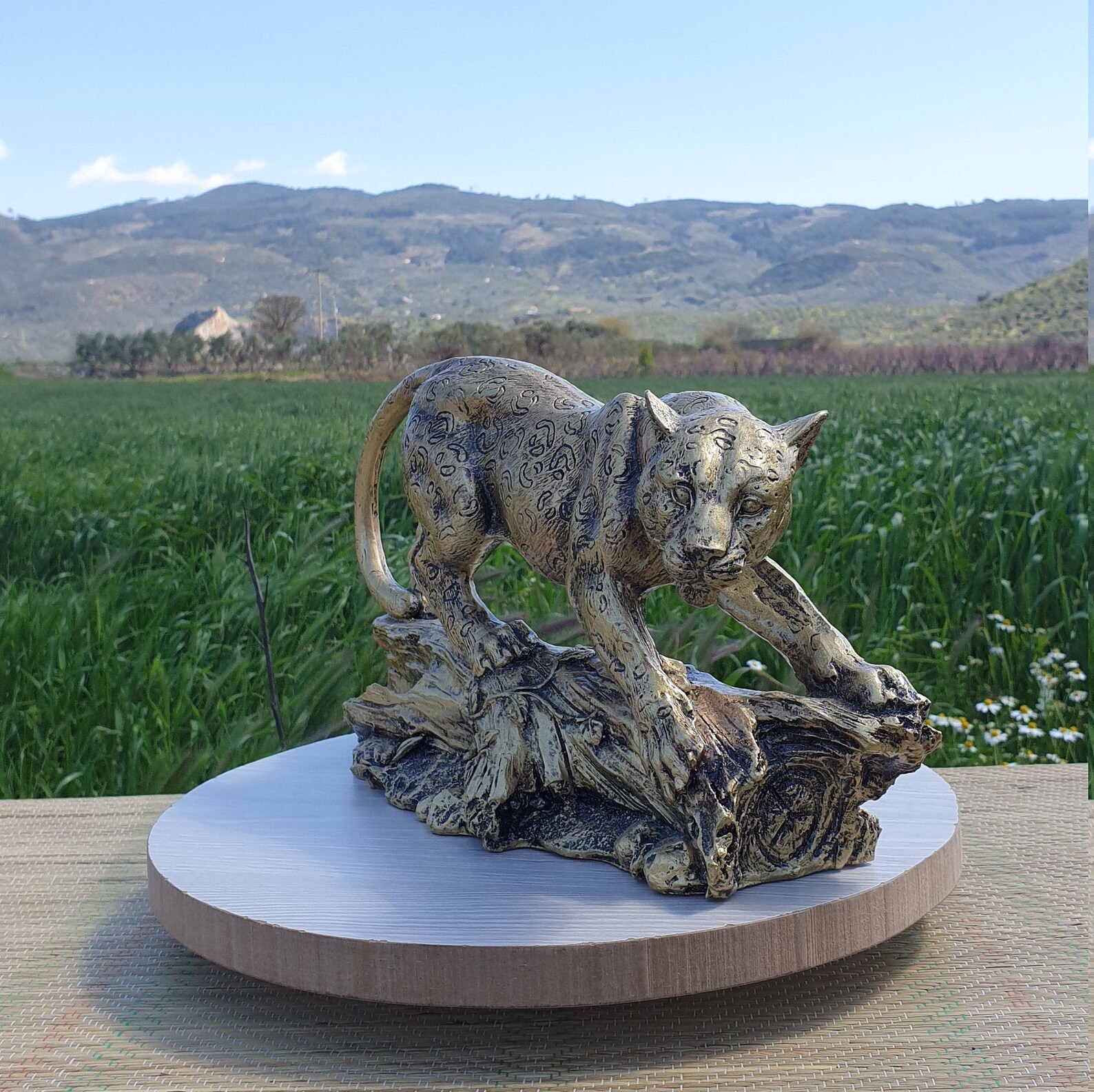 Jaguar Statue 1220 Inches Animal Sculpture Leopard Statue Etsy