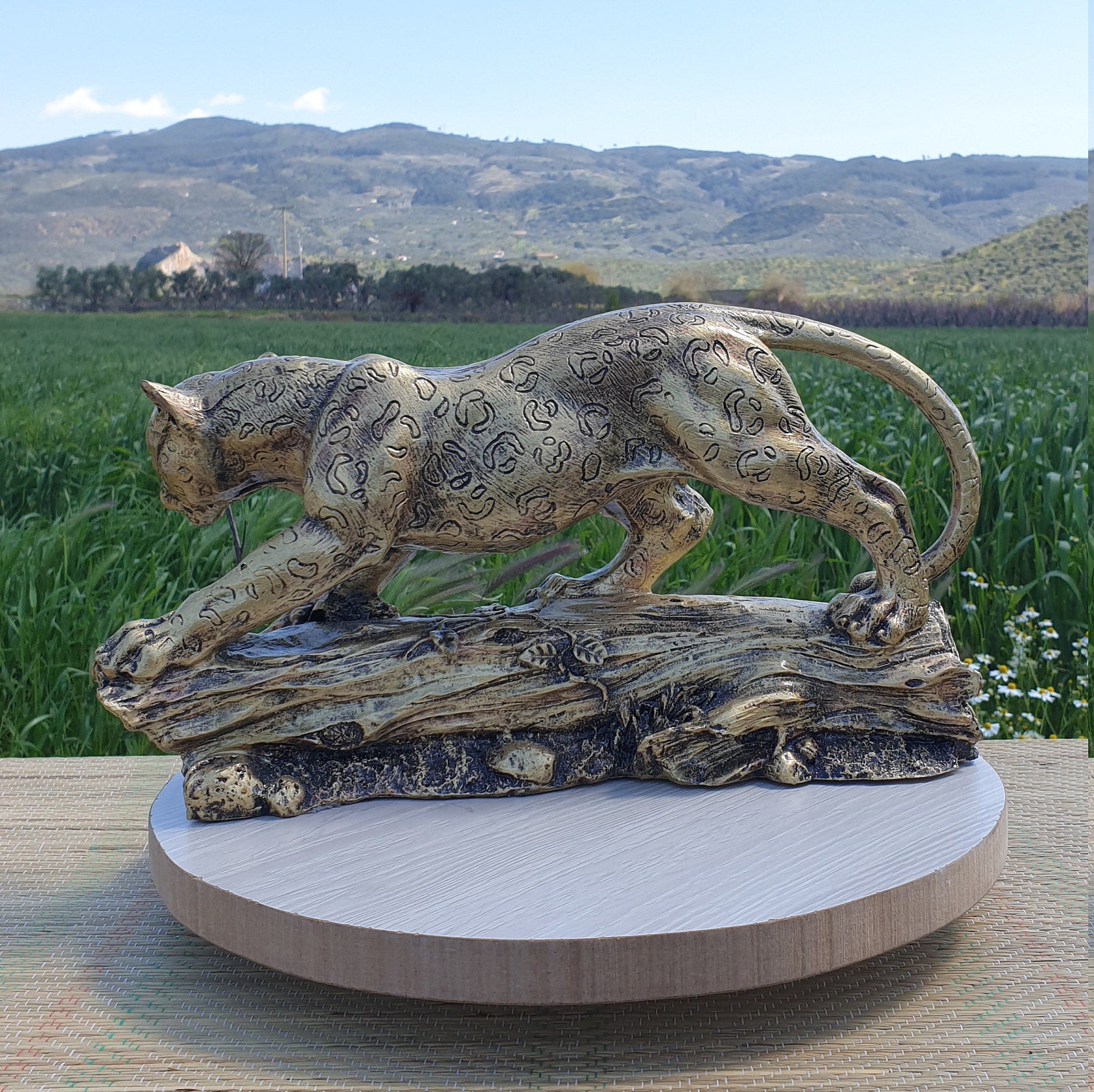 Jaguar Statue 1220 Inches Animal Sculpture Leopard Statue Etsy