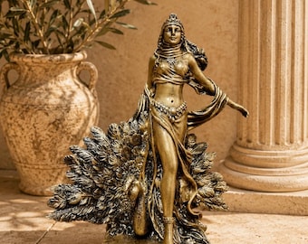 Hera statue, Hera goddess, 25 cm Greek sculpture Roman statue 10 inches Greek mythology Goddess Greek altar Zeus and Hera, peacock statüye