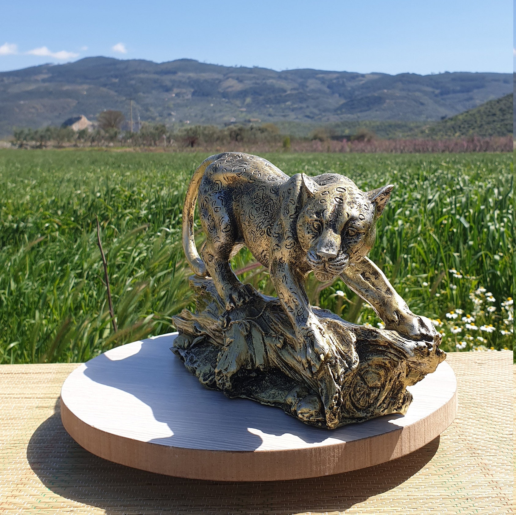 Jaguar Statue 1220 Inches Animal Sculpture Leopard Statue Etsy