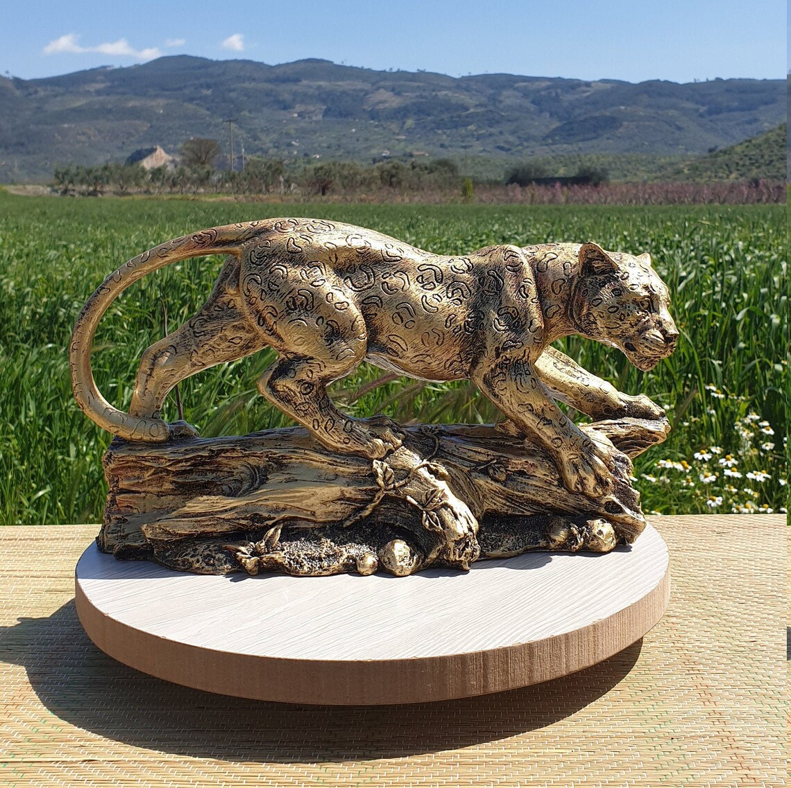 Jaguar Statue 1220 Inches Animal Sculpture Leopard Statue Etsy