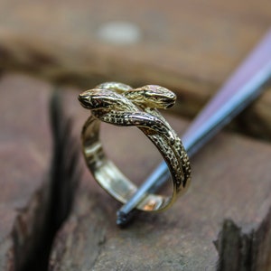 9ct Yellow Solid Gold, Double Snake Ring, Bespoke Design