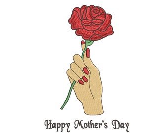 Happy Mother's Day Rose Stickdatei, Stickdatei