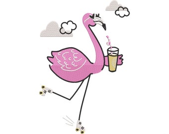 Flamingo Stickdatei, 3 Größen, Sofort Download.