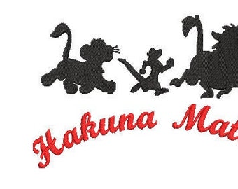 König der Löwen Stickerei Stickmuster - Timon und Pumba - Hakuna Matata - 3 Größen - sofort download