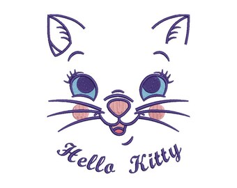 Niedliche Katze Stickmuster in 3 Größen