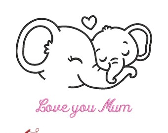 Happy Mother es Day - love you mum - Maschinenstickerei -3 Größen - Sofort Download