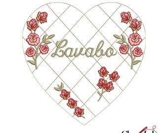 Floral Heart  Embroidery Machine Design, Flower Embroidery File, Instant Download
