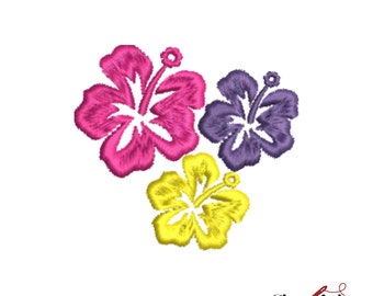 Hibiskus Blumen Stickdatei: Maschinenstickerei Muster (Digitaler Download)