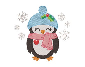 Penguin Embroidery Design: Winter Animal, 3 Sizes (Instant Download)