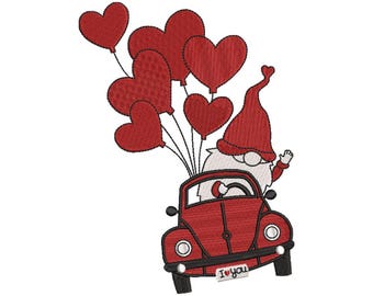 Christmas Gnome Embroidery Design,valentine's design, 3 sizes, Instant Download.
