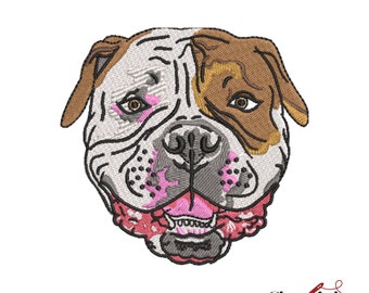 Bulldogge Kopf Stickmaschine, Stickdatei
