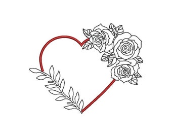 Herz mit Rosen Stickdatei: Maschinenstickerei (Instant Download)