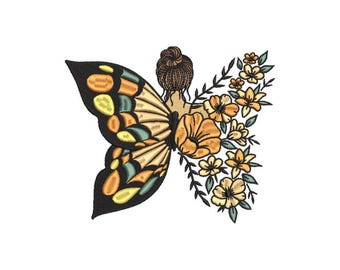 Schmetterling Stickerei Stickdatei Design-Bunter Schmetterling-Instant Download ZIP- 3 Größen