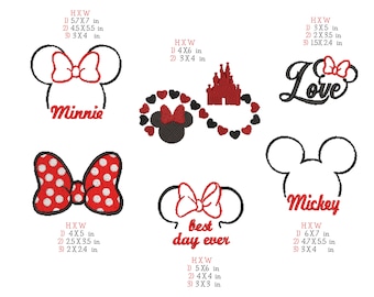 6 in 1 Embroidery Machine Design - Mickey Mouse -  Minnie Mouse - Instant download
