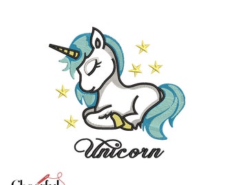 Einhorn Applikation, Maschinenstickerei, 3 Größen, Digital Download