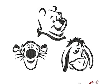 Winnie the Pooh Friends Eeyore, Tigger, Embroidery Machine Designs, silhouette design, Digital Downloads,