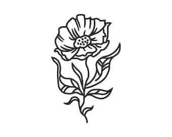 Blumen Stickmaschine, Stickmuster in 3 Größen zum sofortigen Download.