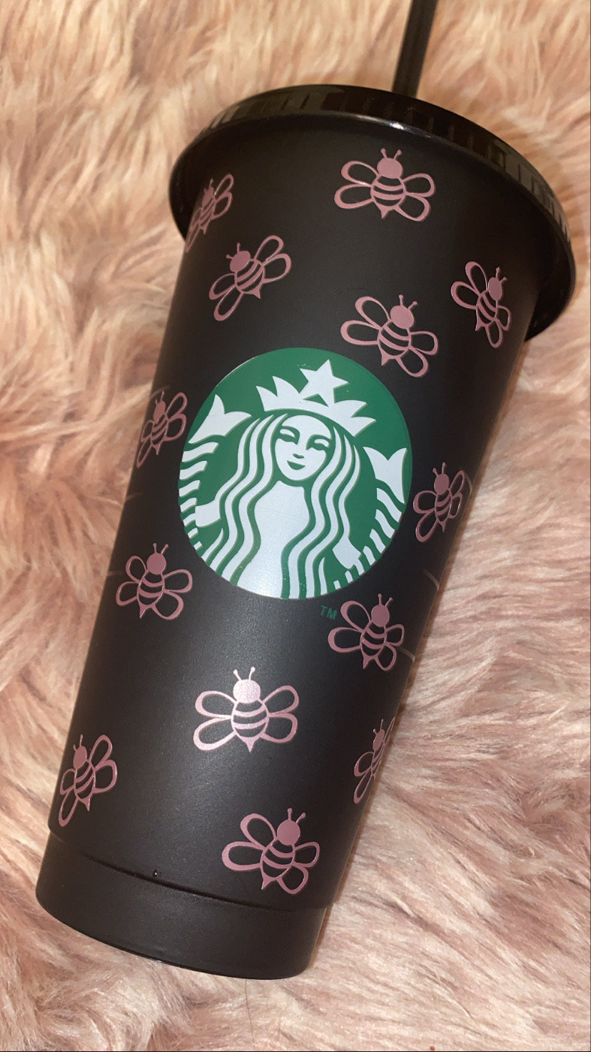Personalized Bee Starbucks Cup: Reusable Coffee Cup With Vinyl Decal - Etsy