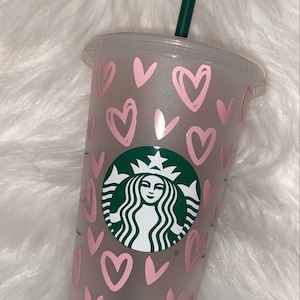 Custom Starbucks UK personalised reusable cups, heart print, best friend, Gift for her, Starbucks tumbler/Becker, customised Starbucks cup