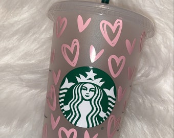 Custom Starbucks UK personalised reusable cups, heart print, best friend, Gift for her, Starbucks tumbler/Becker, customised Starbucks cup