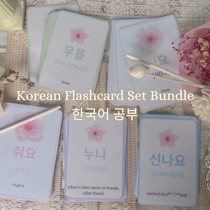 Korean study flashcard BUNDLE, Learn korean language hangul for beginners! body parts, Kpop, drama adjectives, verbs, feelings, and emotions