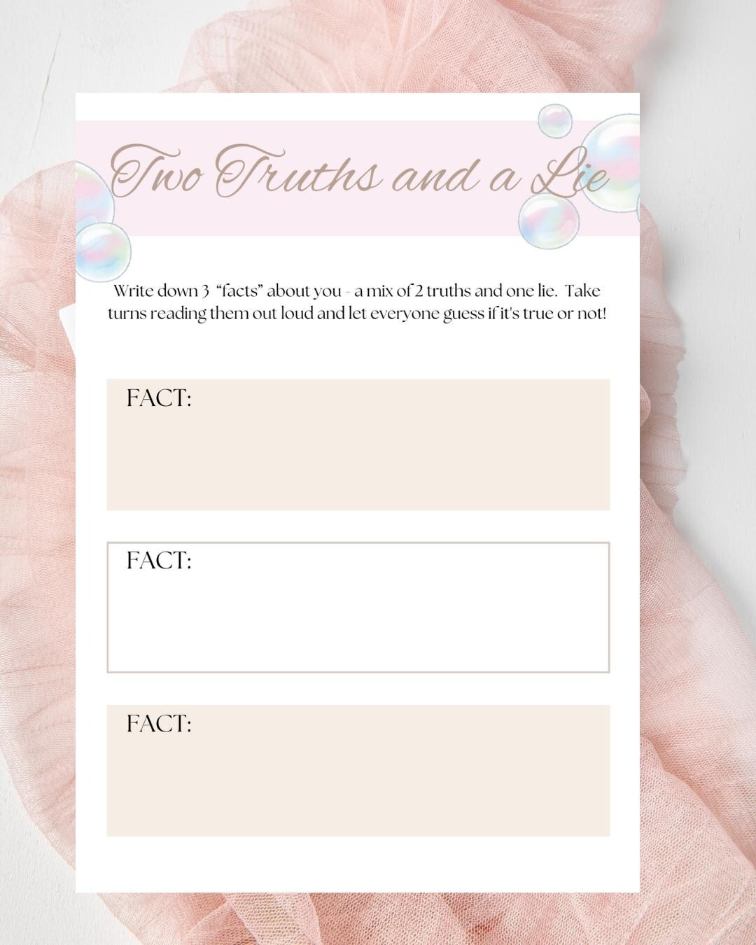 2 Truths and A Lie Baby Shower Game FULL Unlimited Digital Downloads ...