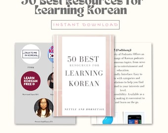The 50 BEST Resources for Learning Korean ebook for Beginner Korean Language Learners, textbooks, study instagrams, youtube videos.