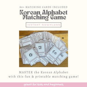 Leer Hangul met bijpassende kaarten! Koreaans alfabetspel voor kinderen en beginners | Afdrukbare Koreaanse flashcards voor leuke taaloefeningen