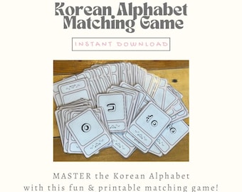 Impara l'Hangul con le carte abbinate! Gioco dell'alfabeto coreano per bambini e principianti / Flashcard coreane stampabili per esercitarsi divertendosi