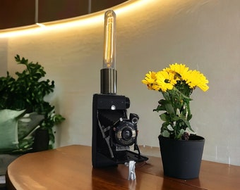 Vintage Foldable Camera Converted to Edison Lamp