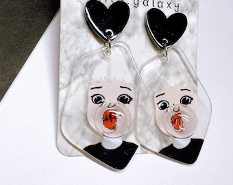 Bubble gum girls cute creative funny special earrings little galaxy s925 silver ear clip on