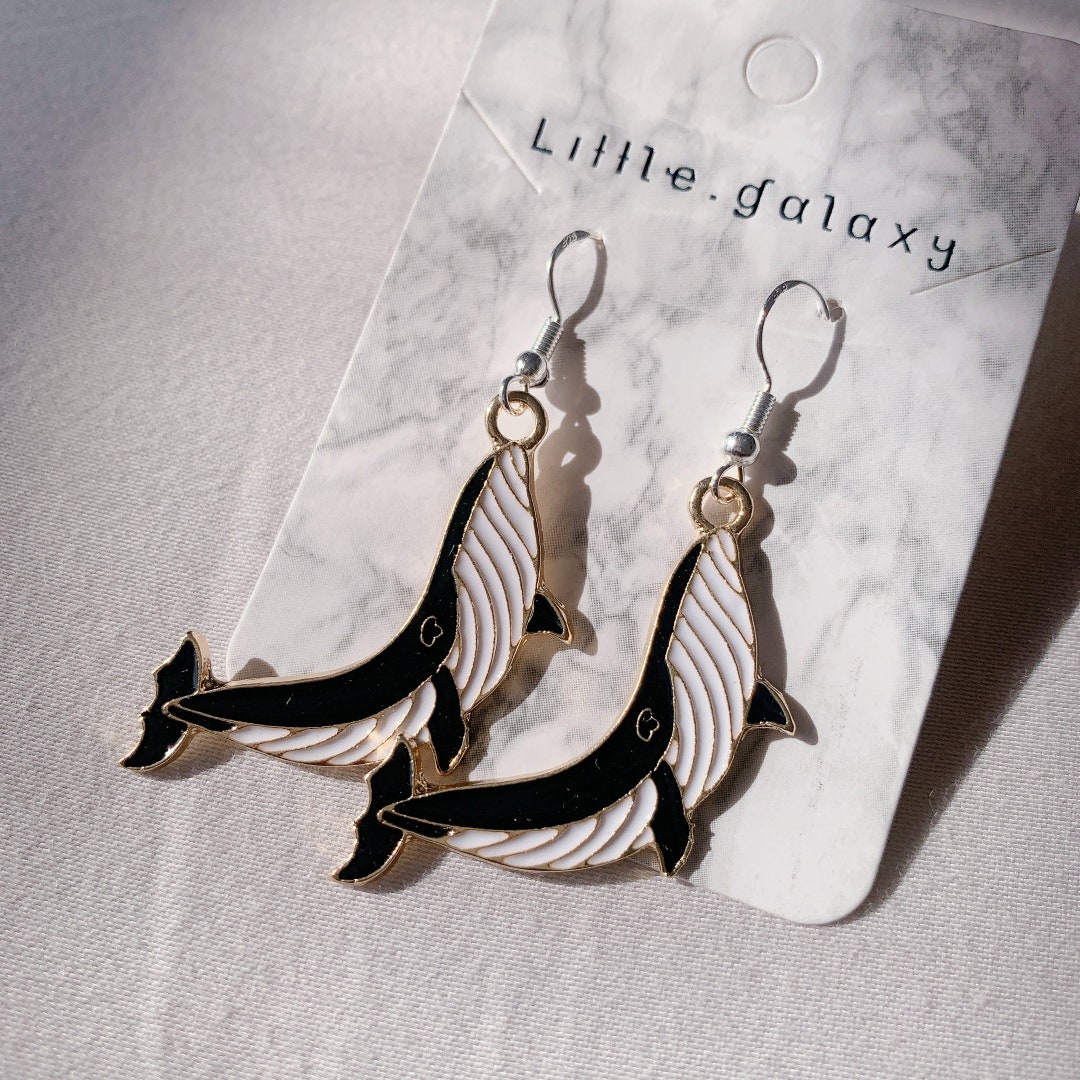 Whale sea life killer whale earrings creative Japanese Koreans style earring elegant earrings little galaxy s925 silver option ear clip