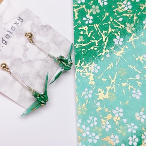 Collezione primavera! Orecchini di carta gru fatti a mano modello giapponese origami di carta gru simbolo della fortuna cny capodanno cinese