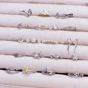 18 option! best seller s925 sterling silver plated rings adjustable ring simple elegant