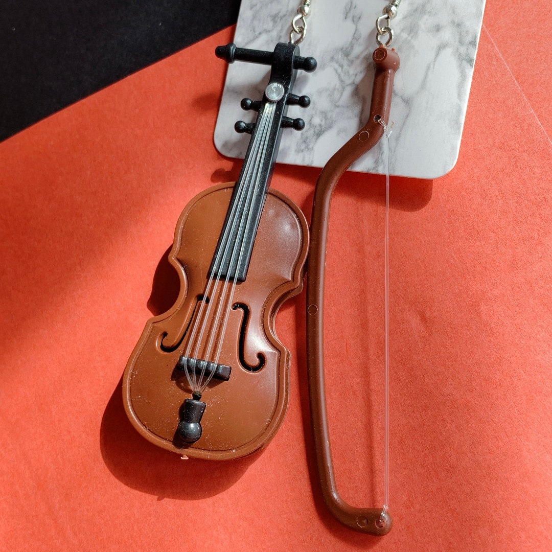 Cello Giant Huge Violin 8cm Long Music Instruments Earrings Etsy