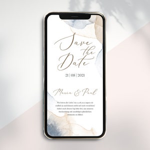 Carte numérique Save the Date à envoyer via WhatsApp - Aquarelles d’invitation de mariage en ligne personnalisées #2