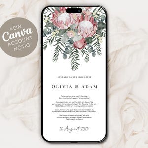 Tarjeta de invitación de boda digital para enviar por WhatsApp - Tarjeta de invitación online personalizada ramo de flores